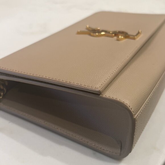 YSL Kate Medium Grain De Poudre Embossed Leather Dark Beige - Picture 7 of 10